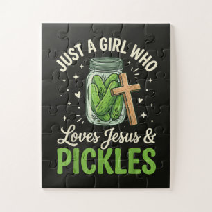 Just A Girl Who Loves Jesus and Pickles Jigsaw Puzzle