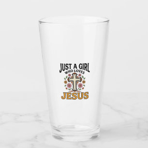 Just a Girl Who Loves Jesus Floral Cross Shirt_1 Glass