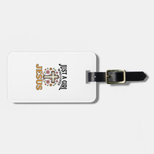 Just a Girl Who Loves Jesus Floral Cross Shirt_1 Luggage Tag