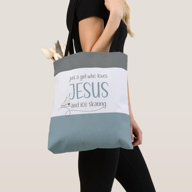 Just a Girl who loves Jesus & Ice Skating Tote Bag (Close Up)