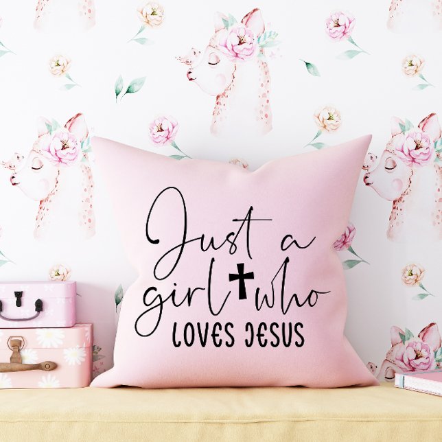 Just A Girl Who Loves Jesus Personalised Pink Cushion (Creator Uploaded)