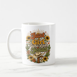 Just A Girl Who Loves Jesus Western Boho Sunflower Coffee Mug
