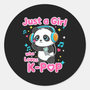 Just A Girl Who Loves K-p Cute Panda  Classic Round Sticker