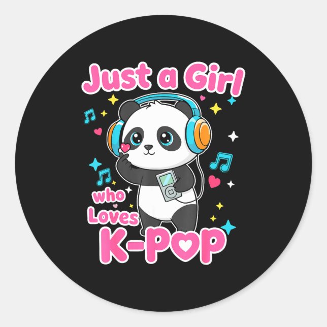 Just A Girl Who Loves K-p Cute Panda  Classic Round Sticker (Front)