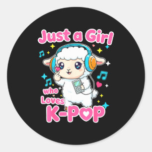 Just A Girl Who Loves K-p Cute Sheep  Classic Round Sticker