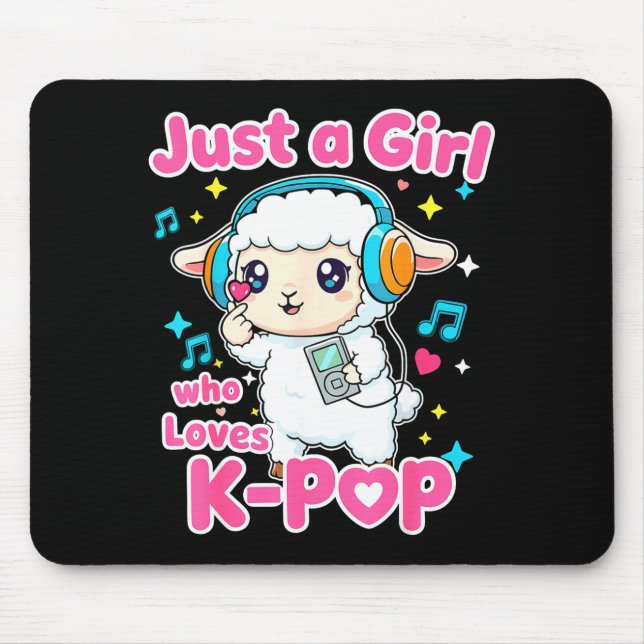 Just A Girl Who Loves K-p Cute Sheep  Mouse Mat (Front)