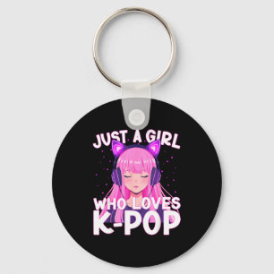Just A Girl Who Loves K-p Korean Cute Listening Kp Key Ring