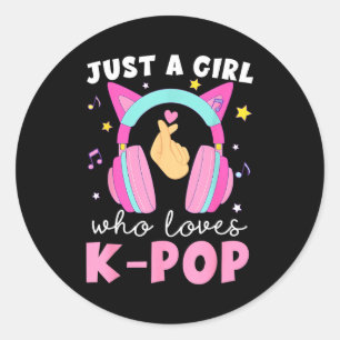 Just A Girl Who Loves K-p Korean Listening Kp Love Classic Round Sticker