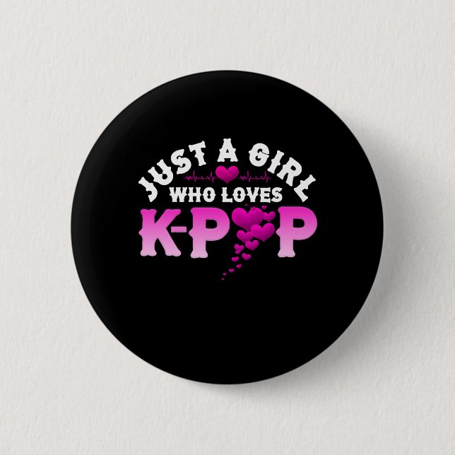 Just A Girl Who Loves K-Pop Finger Heart KPop 6 Cm Round Badge (Front)