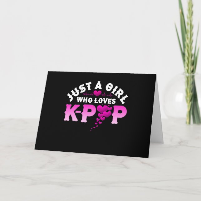 Just A Girl Who Loves K-Pop Finger Heart KPop Card (Front)