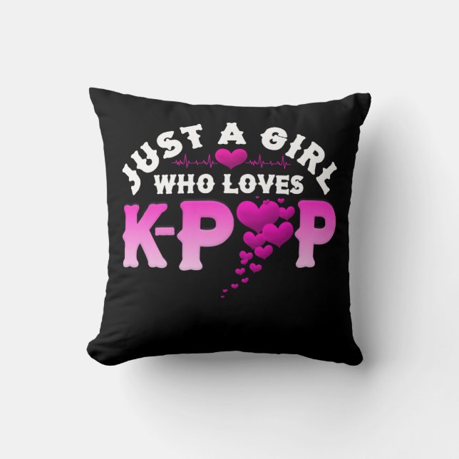 Just A Girl Who Loves K-Pop Finger Heart KPop Cushion (Front)