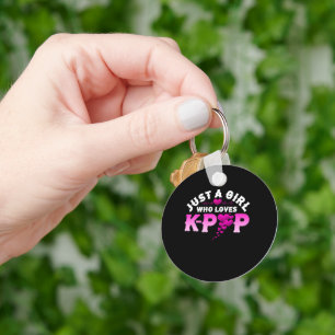 Just A Girl Who Loves K-Pop Finger Heart KPop Key Ring