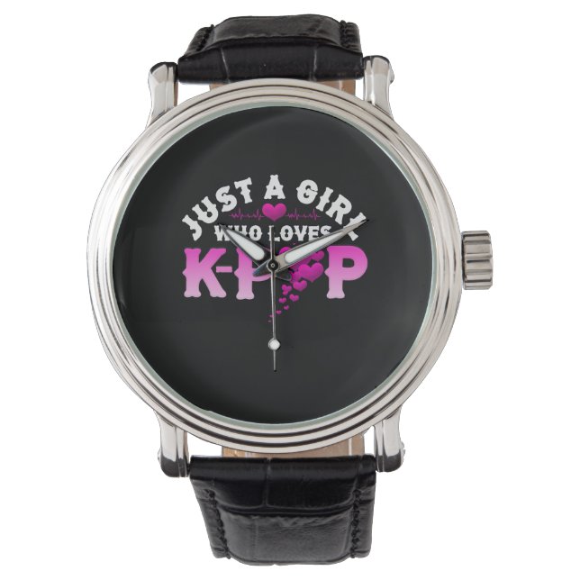 Just A Girl Who Loves K-Pop Finger Heart KPop Watch (Front)