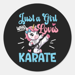 Just A Girl Who Loves Karate Taekwondo Unicorn Classic Round Sticker