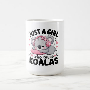Just a Girl Who Loves Koalas Sleepy Pink Headphone Coffee Mug