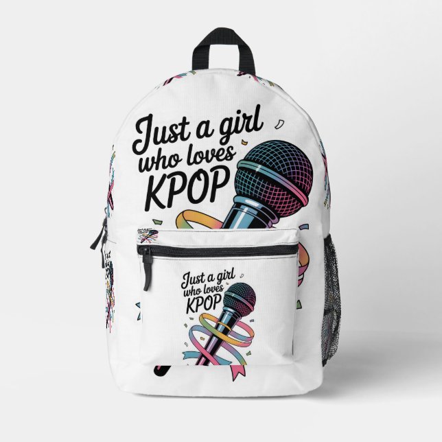 Just a girl who loves Kpop Printed Backpack (Front)
