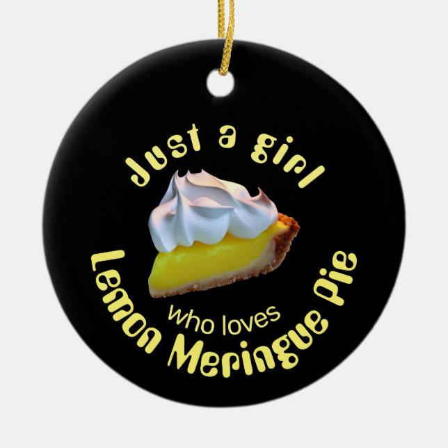 Just a girl who loves lemon meringue pie ceramic tree decoration (Front)