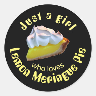 Just a girl who loves lemon meringue pie classic round sticker