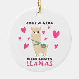 Just a Girl who loves Llamas Ceramic Tree Decoration