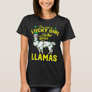 Just a Girl Who Loves Llamas St Patricks Day T-Shirt