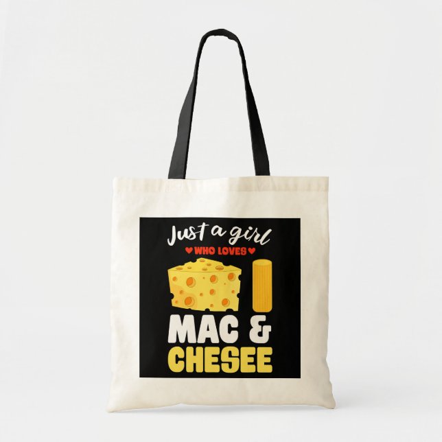 Just A Girl Who Loves Mac Cheese Funny Macaroni Tote Bag (Front)