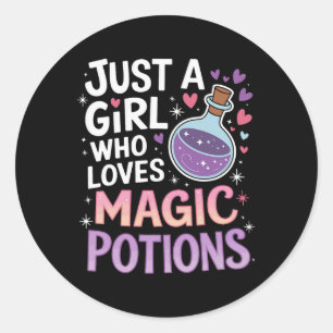 Just A Girl Who Loves Magic Potion Funny Halloween Classic Round Sticker