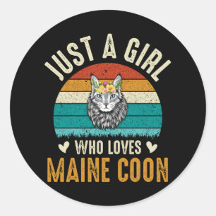 Just A Girl Who Loves Maine Coon Classic Round Sticker
