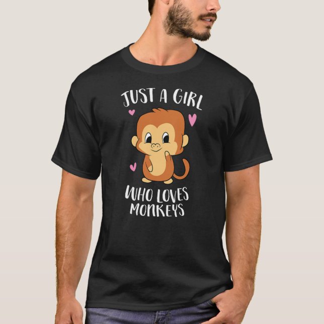 Just a Girl Who Loves Monkeys Cute Monkey Lover Gi T-Shirt (Front)