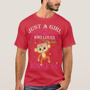 Just A Girl Who Loves Monkeys Cute Monkey Lover Ki T-Shirt