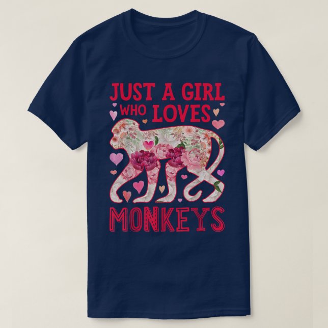 Just A Girl Who Loves Monkeys Funny Women Monkey F T-Shirt (Design Front)