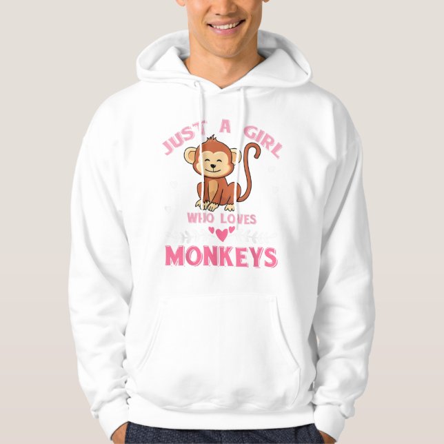 Just A Girl Who Loves Monkeys Monkey TSirt Hoodie (Front)