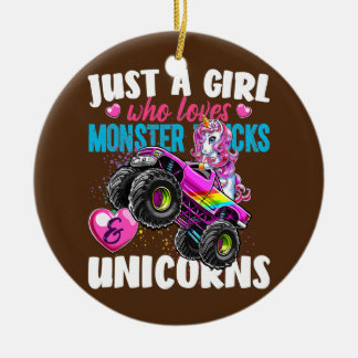 Just a Girl Who Loves Monster Trucks Gift Ceramic Tree Decoration