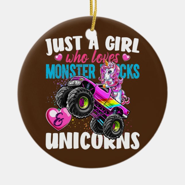 Just a Girl Who Loves Monster Trucks Gift Ceramic Tree Decoration (Front)