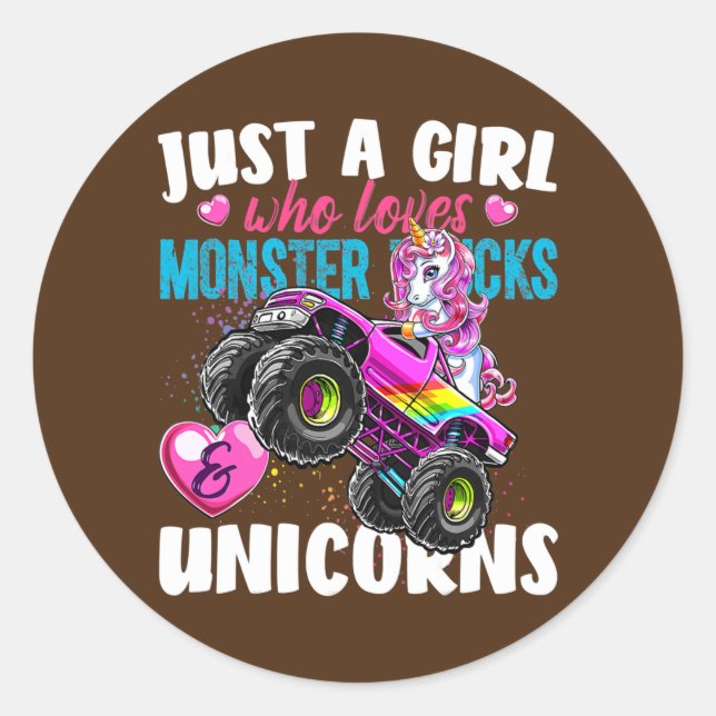 Just a Girl Who Loves Monster Trucks Gift Classic Round Sticker (Front)