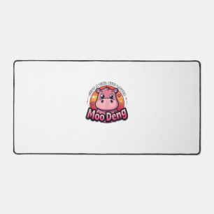 Just a Girl Who Loves Moo Deng Cute Baby Hippo Tan Desk Mat
