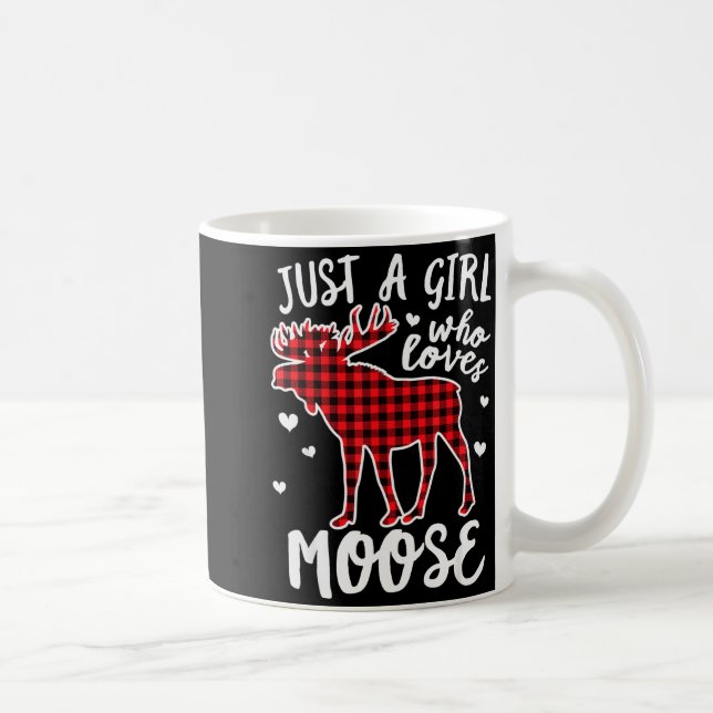 Just A Girl Who Loves Moose Buffalo Plaid Christma Coffee Mug (Right)