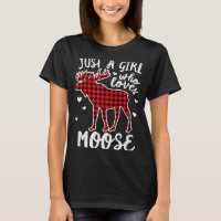 Just A Girl Who Loves Moose Buffalo Plaid Christma
