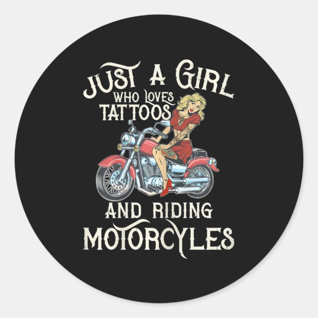 Just A Girl Who Loves Motorcycles Funny Art Gift.p Classic Round Sticker (Front)