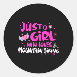 Just A Girl Who Loves Mountain Biking Classic Round Sticker