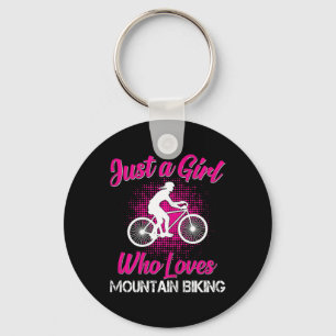 Just A Girl Who Loves Mountain Biking Girls Kids B Key Ring