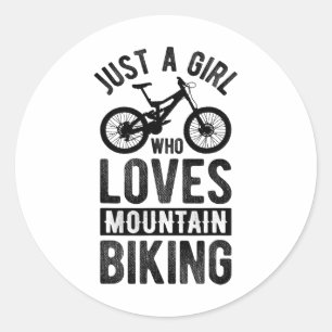 Just A Girl Who Loves Mountain Biking Vintage Bicy Classic Round Sticker