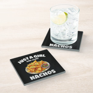 Just A Girl Who Loves Nachos Funny Food Lover Glass Coaster