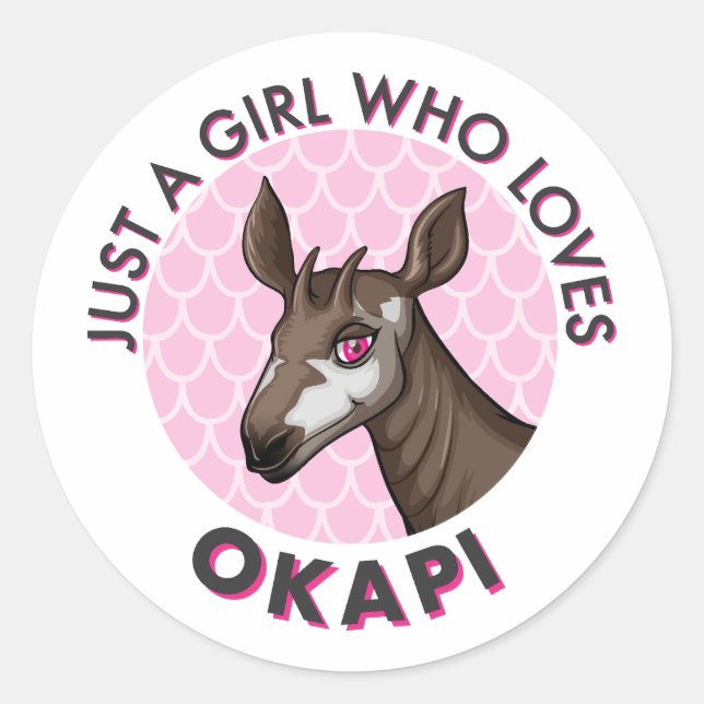 Just a Girl Who Loves Okapi, Okapi Obsession Lover Classic Round Sticker (Front)