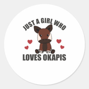 Just A Girl who loves Okapis Waldgiraffe Zebra Classic Round Sticker