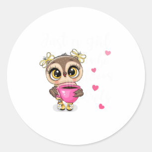 Just A Girl Who Loves Owls Shirt Funny Cute Classic Round Sticker