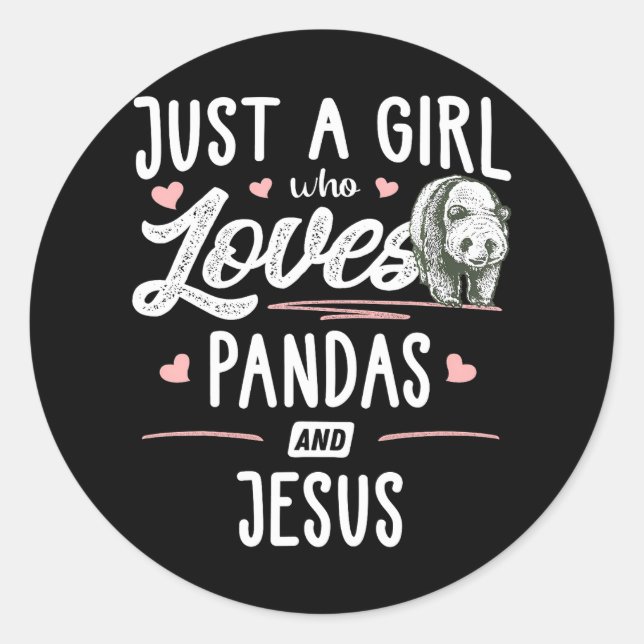 Just A Girl Who Loves Pandas And Jesus Women Classic Round Sticker (Front)