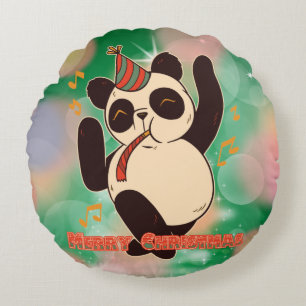 Just a girl who loves pandas Christmas Party Round Cushion
