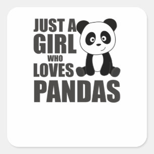 Just A Girl Who Loves Pandas Cute Animals Vintage Square Sticker