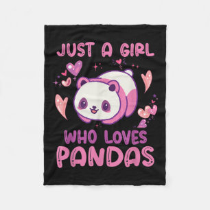 Just A Girl Who Loves Pandas Funny Quote Cute Pand Fleece Blanket
