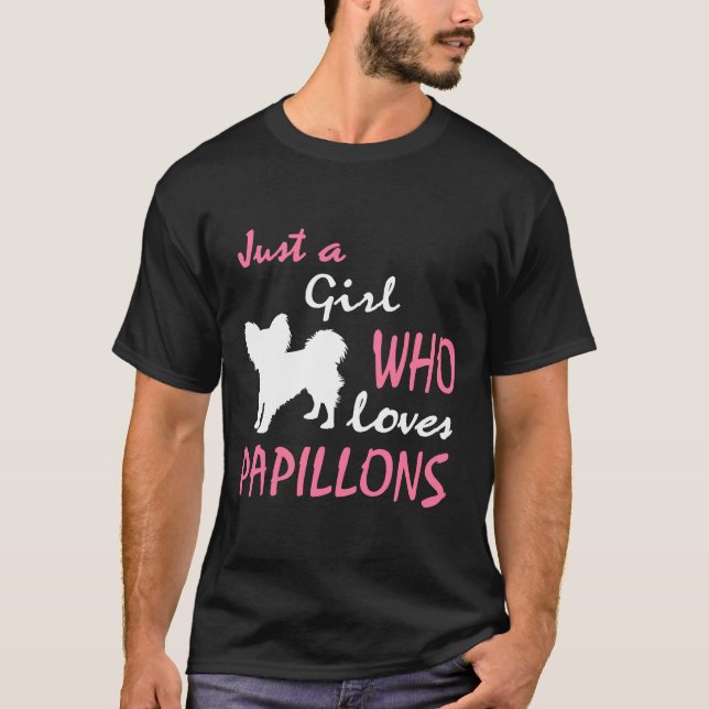 Just A Girl Who Loves Papillon Women Girl Papillon T-Shirt (Front)